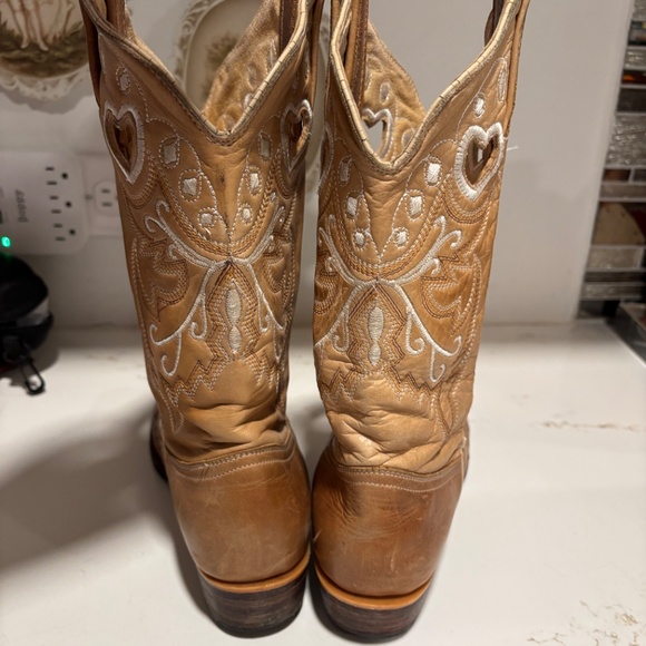 Women’s Innovacion Brown Leather Cowboy Western Heart Boots sz 26/9 Modelo 1820 - Picture 3 of 16